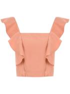 Nk Ruffled Cropped Top - Brown