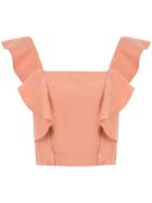 Nk Ruffled Cropped Top - Brown