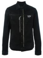 Rta Chain Detail Denim Jacket, Men's, Size: Large, Black, Cotton/polyurethane