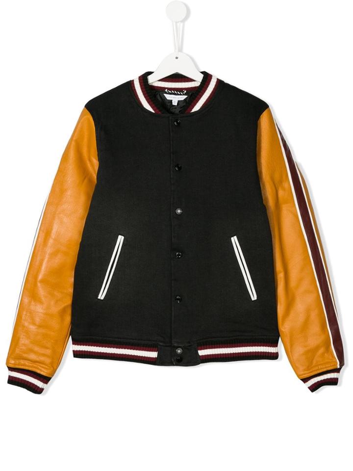 Little Marc Jacobs Contrast Sleeve Bomber Jacket - Black