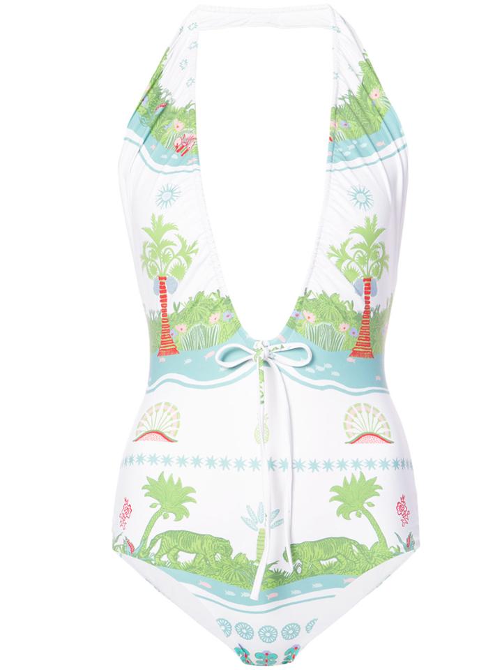 Le Sirenuse Halter Neck One Piece Swimsuit - White
