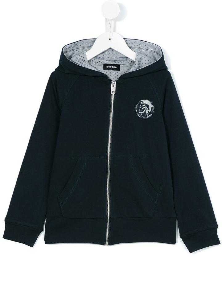 Diesel Kids - Logo Patch Hooded Sweatshirt - Kids - Cotton - 6 Yrs, Blue