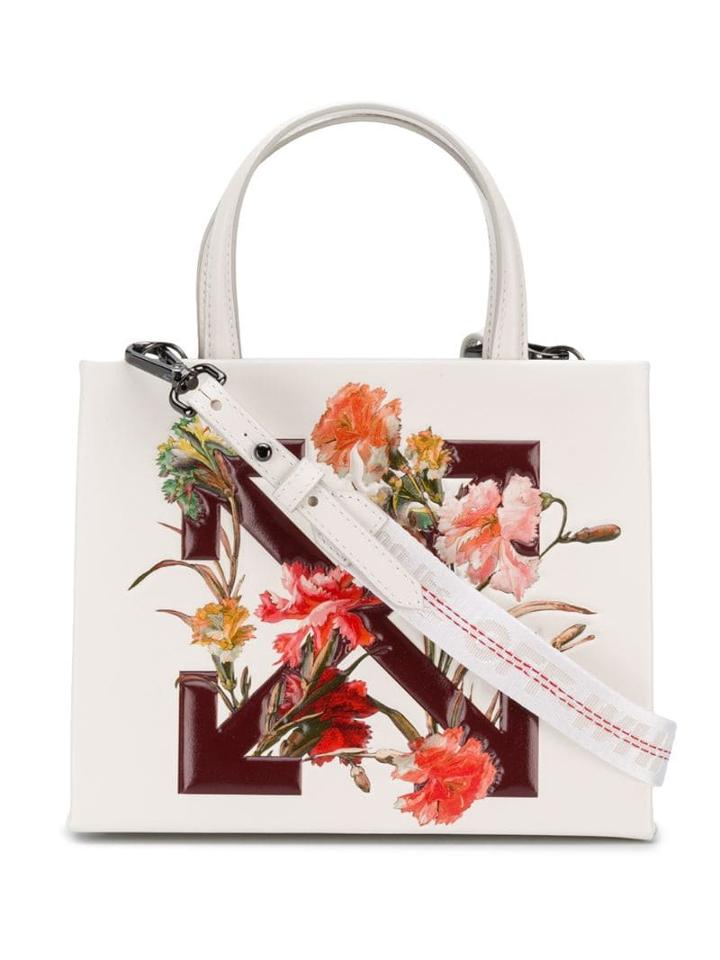 Off-white Floral-print Logo Tote Bag