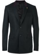 Givenchy Contrast Collar Blazer, Men's, Size: 48, Black, Cotton/viscose/wool