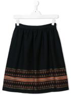 Il Gufo Teen Ethnic Embroidery Skirt - Blue