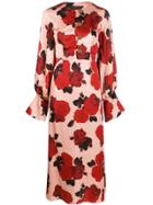Mother Of Pearl Button Down Rose Print Dress - Pink