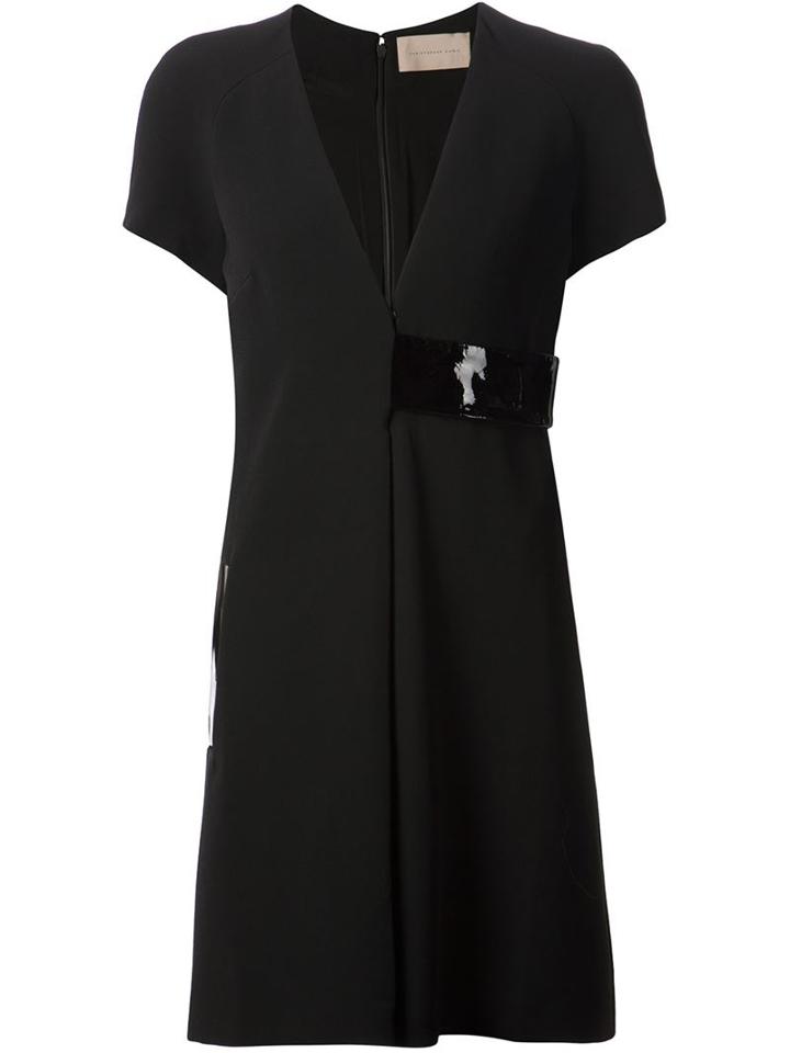 Christopher Kane Banded Shift Dress, Women's, Size: 6, Black, Viscose/acetate/silk