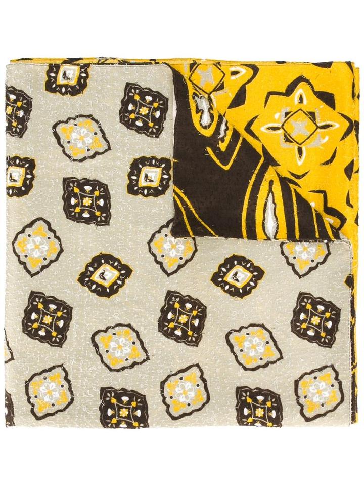 Al Duca D'aosta 1902 Multi Print Reversible Scarf, Men's, Yellow/orange, Silk/wool