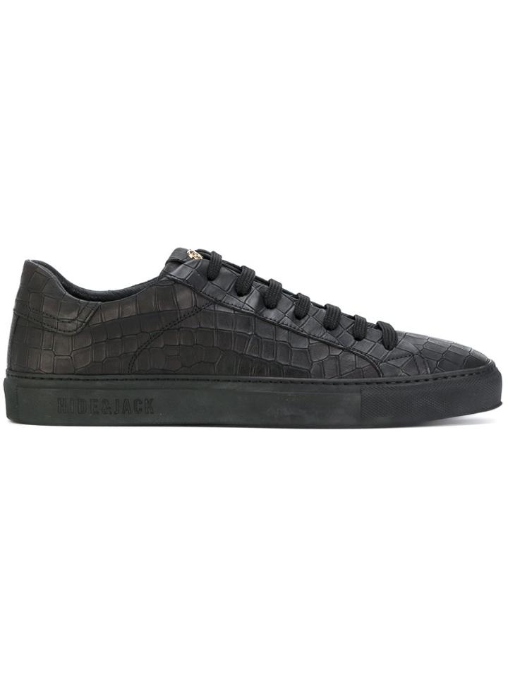 Hide & Jack Crocodile Embossed Low Top Sneakers - Black