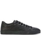 Hide & Jack Crocodile Embossed Low Top Sneakers - Black