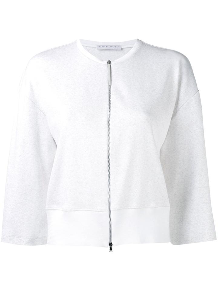 Fabiana Filippi Zipped Cardigan, Women's, Size: 40, White, Cotton/spandex/elastane