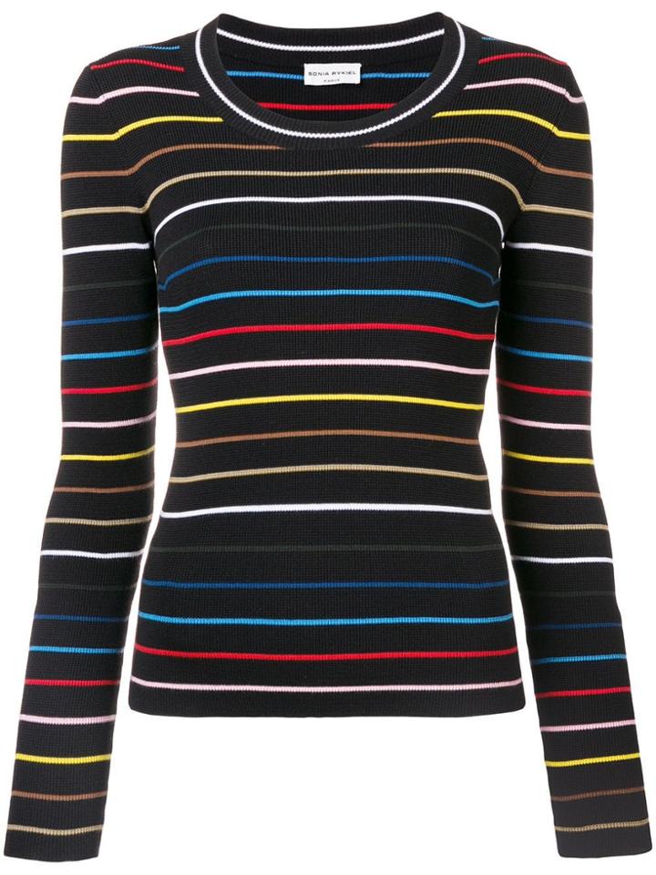 Sonia Rykiel Striped Ribbed Knit Sweater - Black