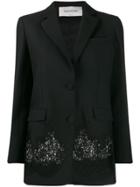 Valentino Lace Panel Blazer - Black