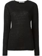 T By Alexander Wang Longsleeved T-shirt, Women's, Size: M, Black, Silk/linen/flax
