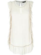 Twin-set Sleeveless Ruffle Blouse, Women's, Size: L, Nude/neutrals, Viscose