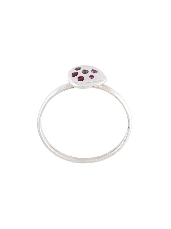 Natasha Collis Large Nugget Ring, Women's, Size: 56.9, Metallic, Sterling Silver/sapphire/ruby