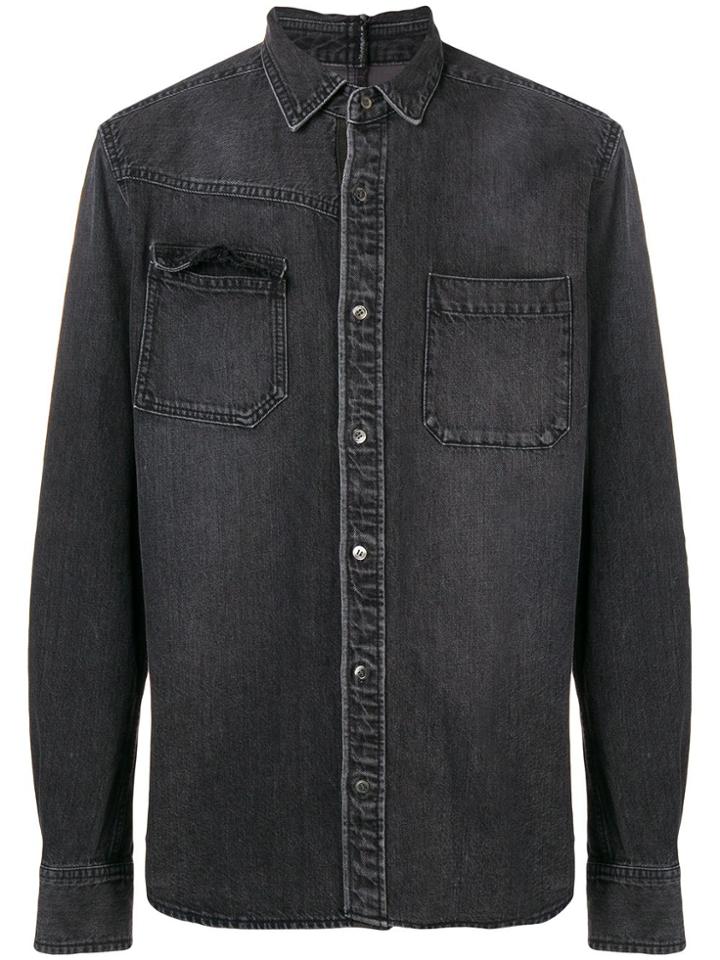 Sacai Longsleeved Denim Shirt - Black