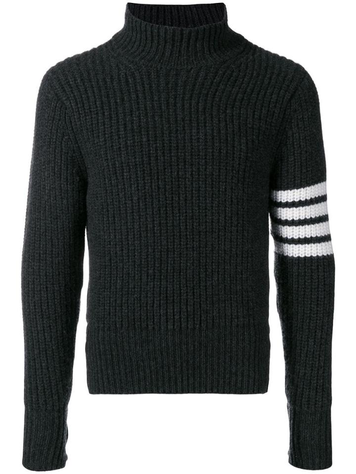 Thom Browne Cardigan Stitch Cashmere Turtleneck - Grey
