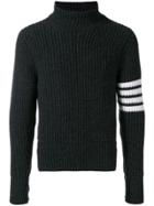 Thom Browne Cardigan Stitch Cashmere Turtleneck - Grey
