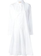 Marni Flared Shirt Dress, Women's, Size: 42, White, Cotton