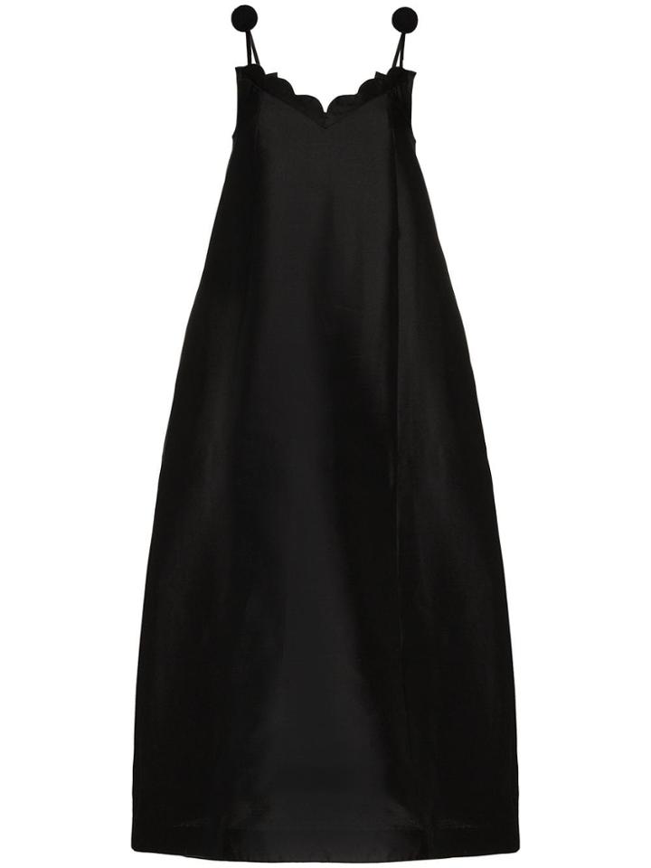 Vika Gazinskaya Vika Silk Gwn Strpy Scllp Nk - Black