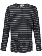 Onia - Miles Striped Henley T-shirt - Men - Linen/flax/polyester - M, Grey, Linen/flax/polyester