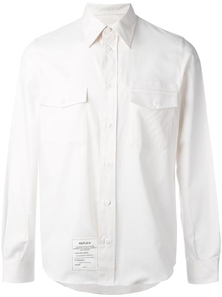 Maison Margiela Replica Long Sleeve Shirt, Men's, Size: 39, White, Cotton
