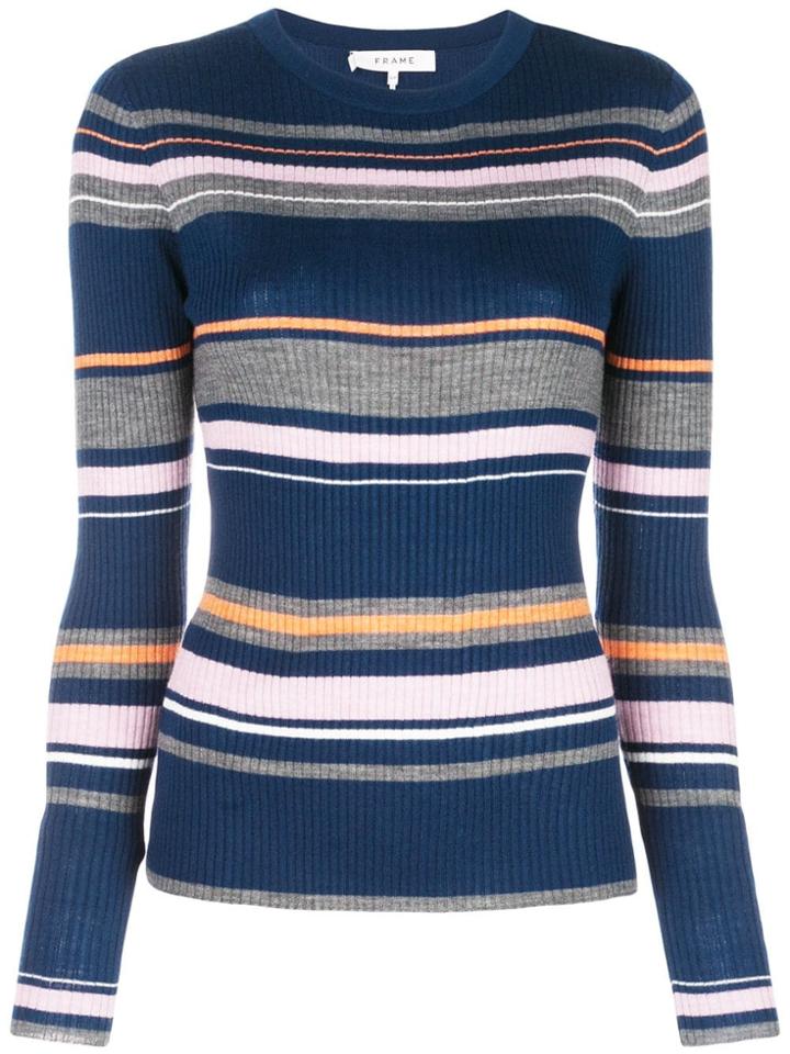 Frame Striped Knitted Top - Blue