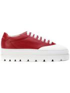 Mm6 Maison Margiela Platform Lace-up Sneakers - Red