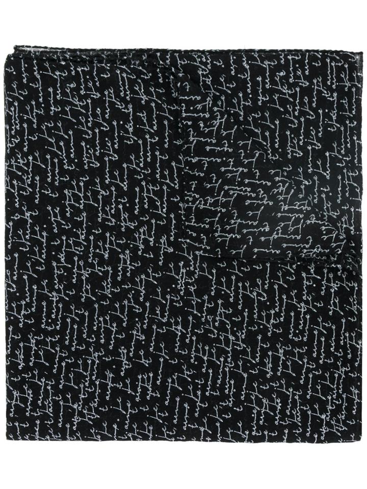 Saint Laurent Twill Je T'aime Printed Scarf - Black