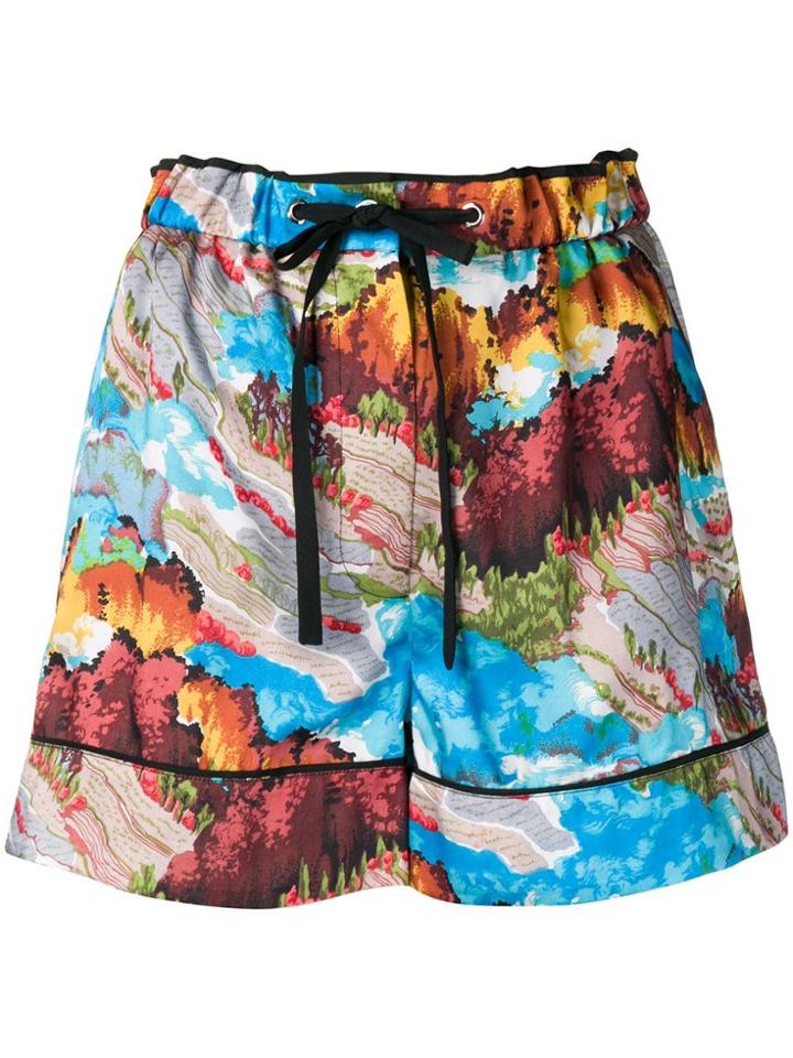 Victoria Victoria Beckham Patterned Shorts - Blue