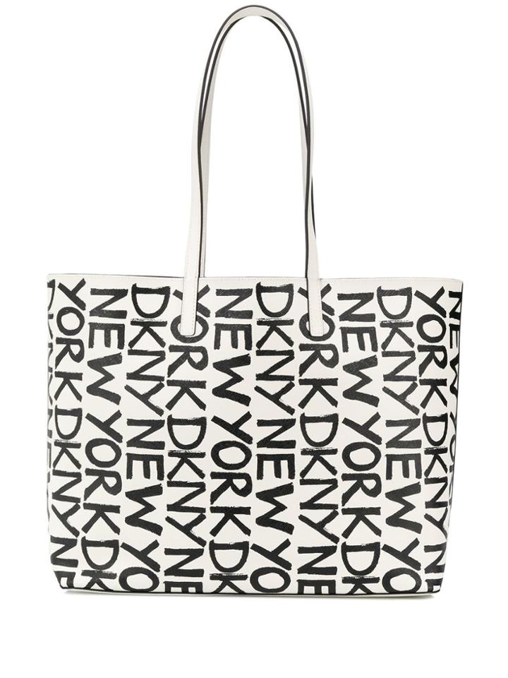 Dkny Lettering Logo Print Tote - White