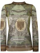 Jean Paul Gaultier Vintage Printed Sheer Sweater, Size: 40