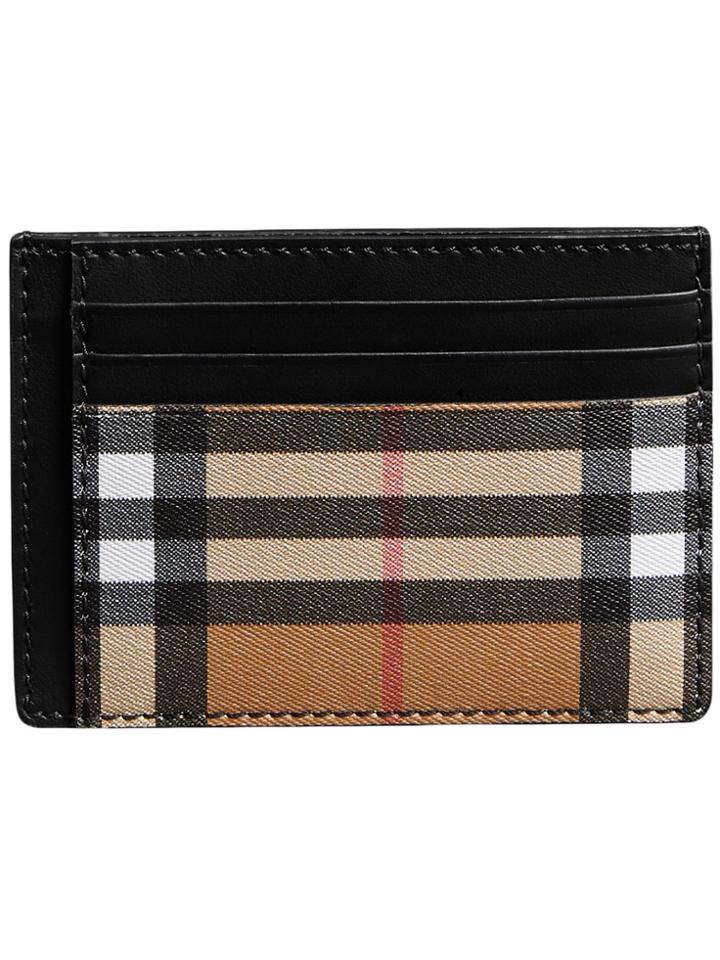 Burberry Vintage Check Leather Card Case - Black