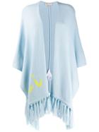 Emilio Pucci Tasselled Logo Cashmere Shawl - Blue