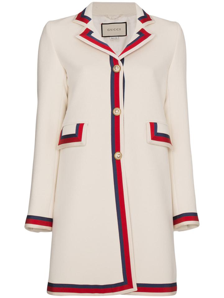 Gucci Wool Long Sleeve Coat - White