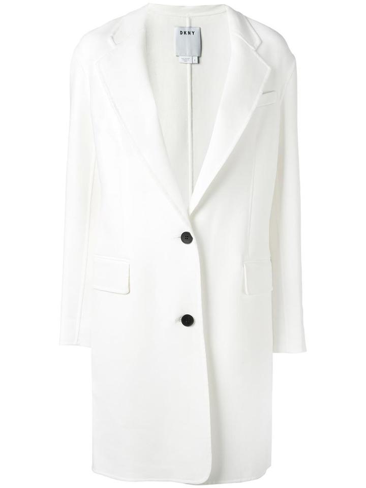 Dkny Long Blazer, Women's, Size: Xs, White, Polyester/cotton/nylon/spandex/elastane