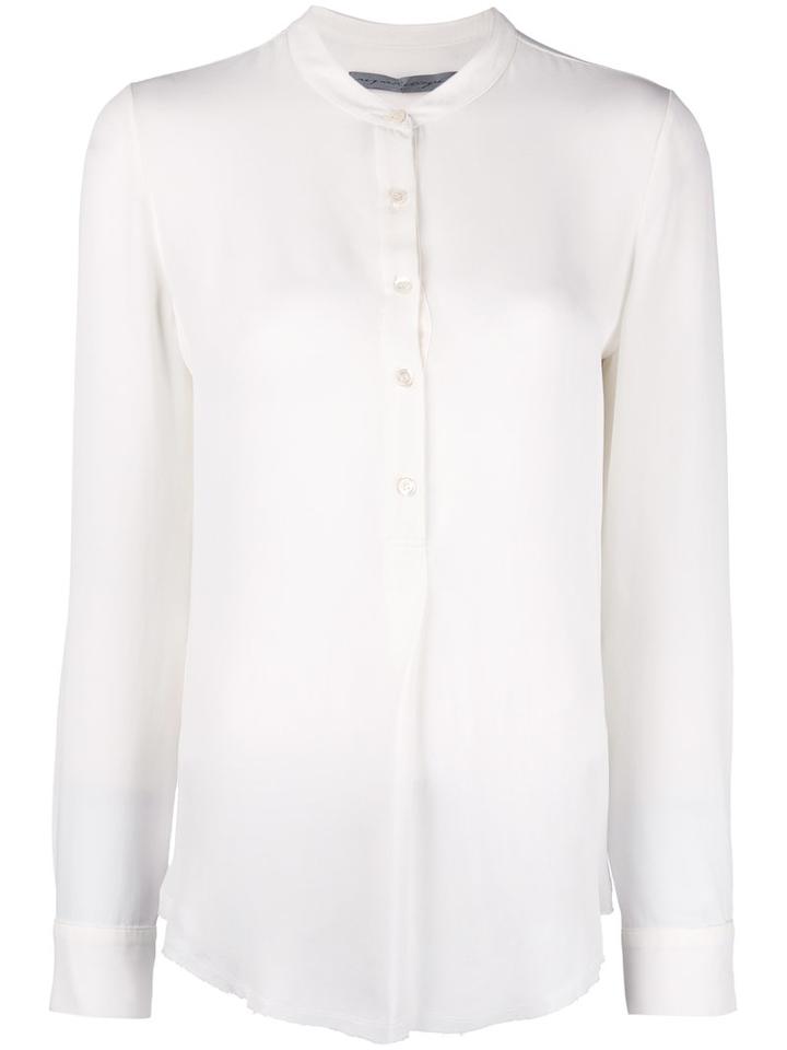 Raquel Allegra - Henley Blouse - Women - Silk - 0, White, Silk