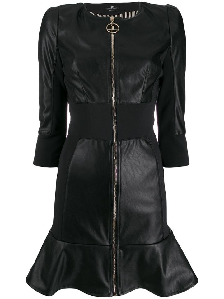 Elisabetta Franchi Faux-leather Zip-up Dress - Black