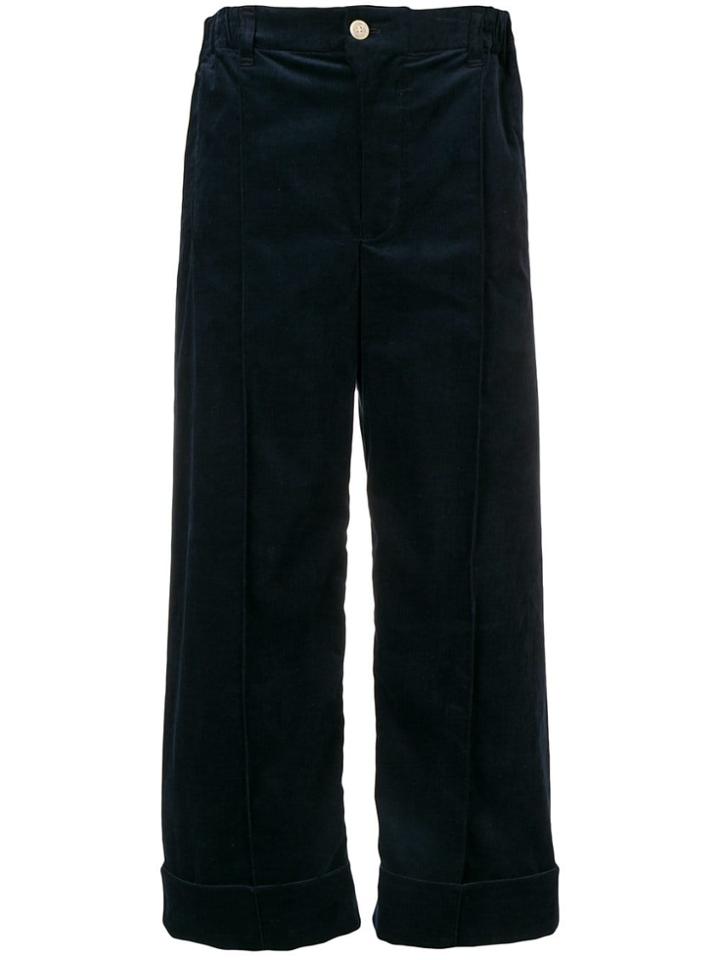 Julien David Velvet Cropped Trousers - Blue