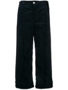 Julien David Velvet Cropped Trousers - Blue