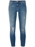 J Brand Distressed Cropped Jeans, Women's, Size: 26, Blue, Cotton/polyester/spandex/elastane
