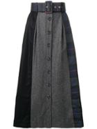 Isa Arfen Belted Patchwork Skirt - Grey