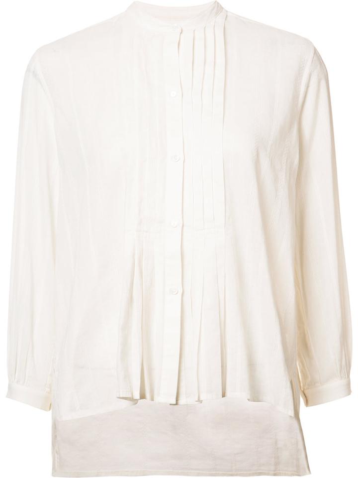 Nili Lotan Pleated Front Shirt, Size: Xs, White, Cotton