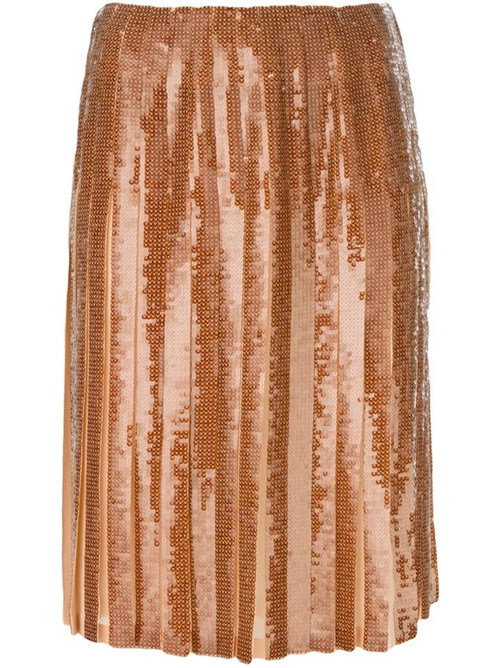 Emilio Pucci Sequined Pleated Skirt - Brown