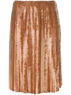 Emilio Pucci Sequined Pleated Skirt - Brown