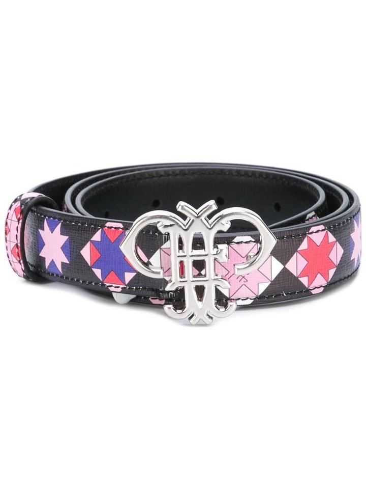 Emilio Pucci Printed Belt, Women's, Size: Small, Black, Calf Leather