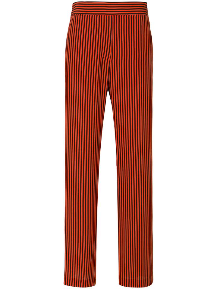 Etro - Striped High-waisted Trousers - Women - Silk - 38, Red, Silk