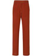 Etro - Striped High-waisted Trousers - Women - Silk - 38, Red, Silk