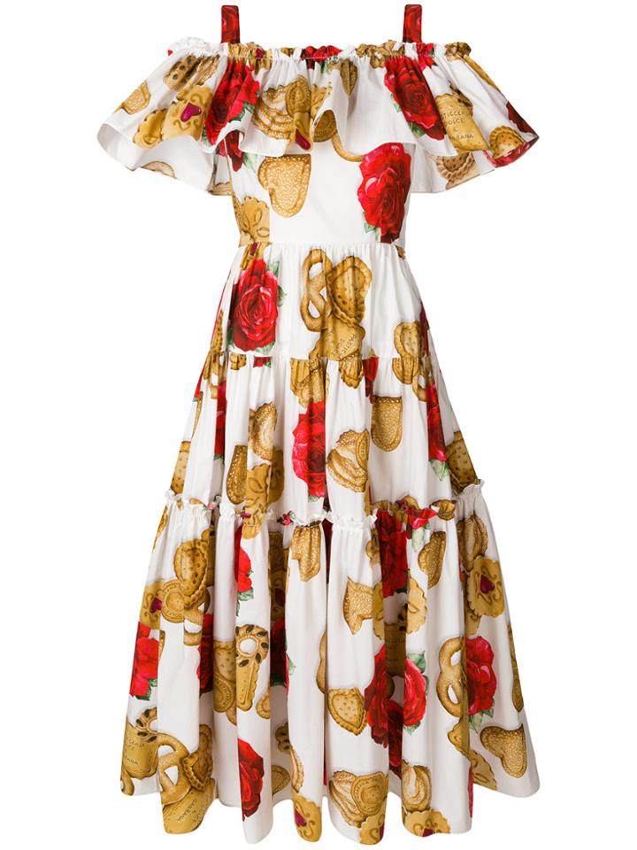 Dolce & Gabbana Cookie & Rose Dropped Shoulders Maxi Dress -